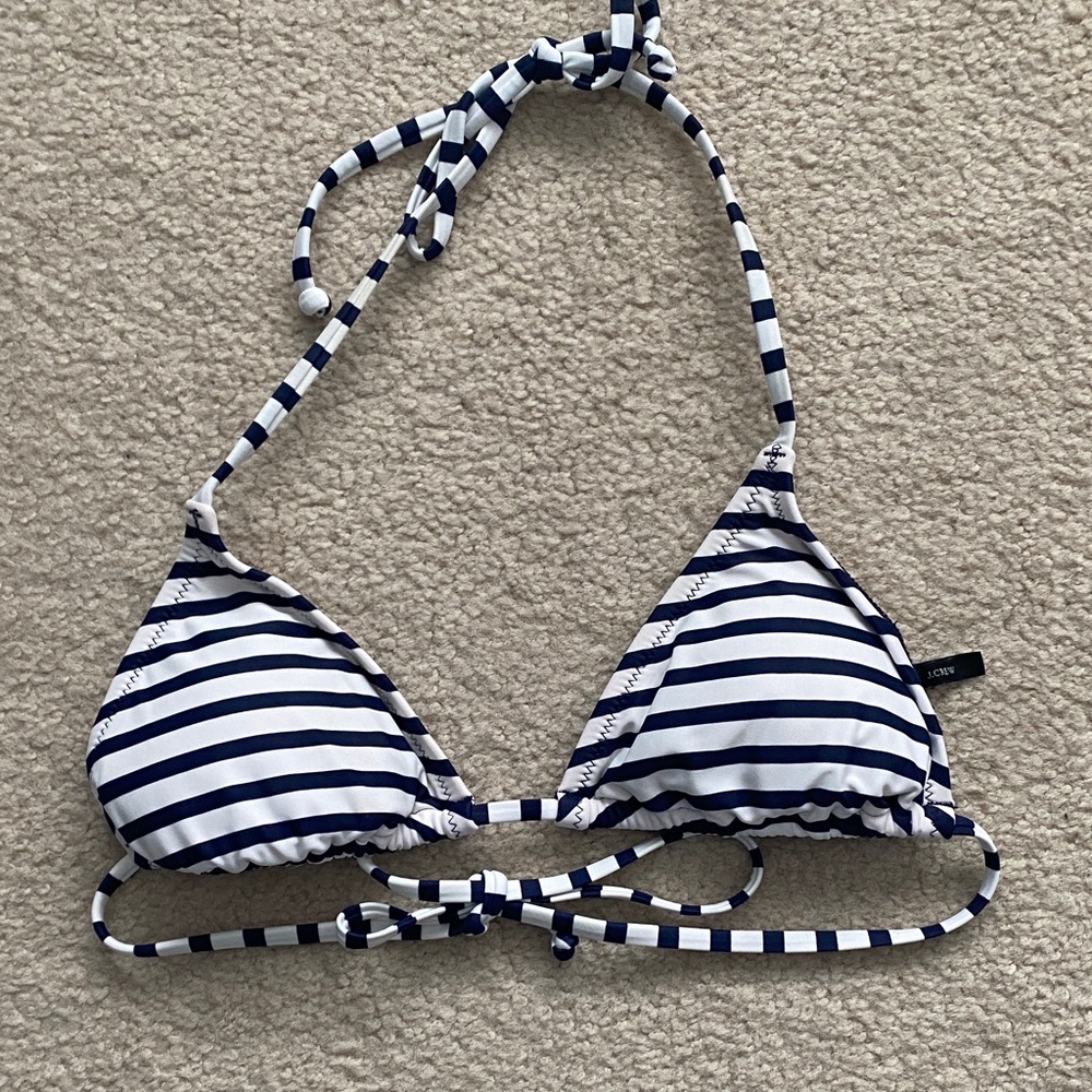J. Crew Navy and White Striped Bikini Top